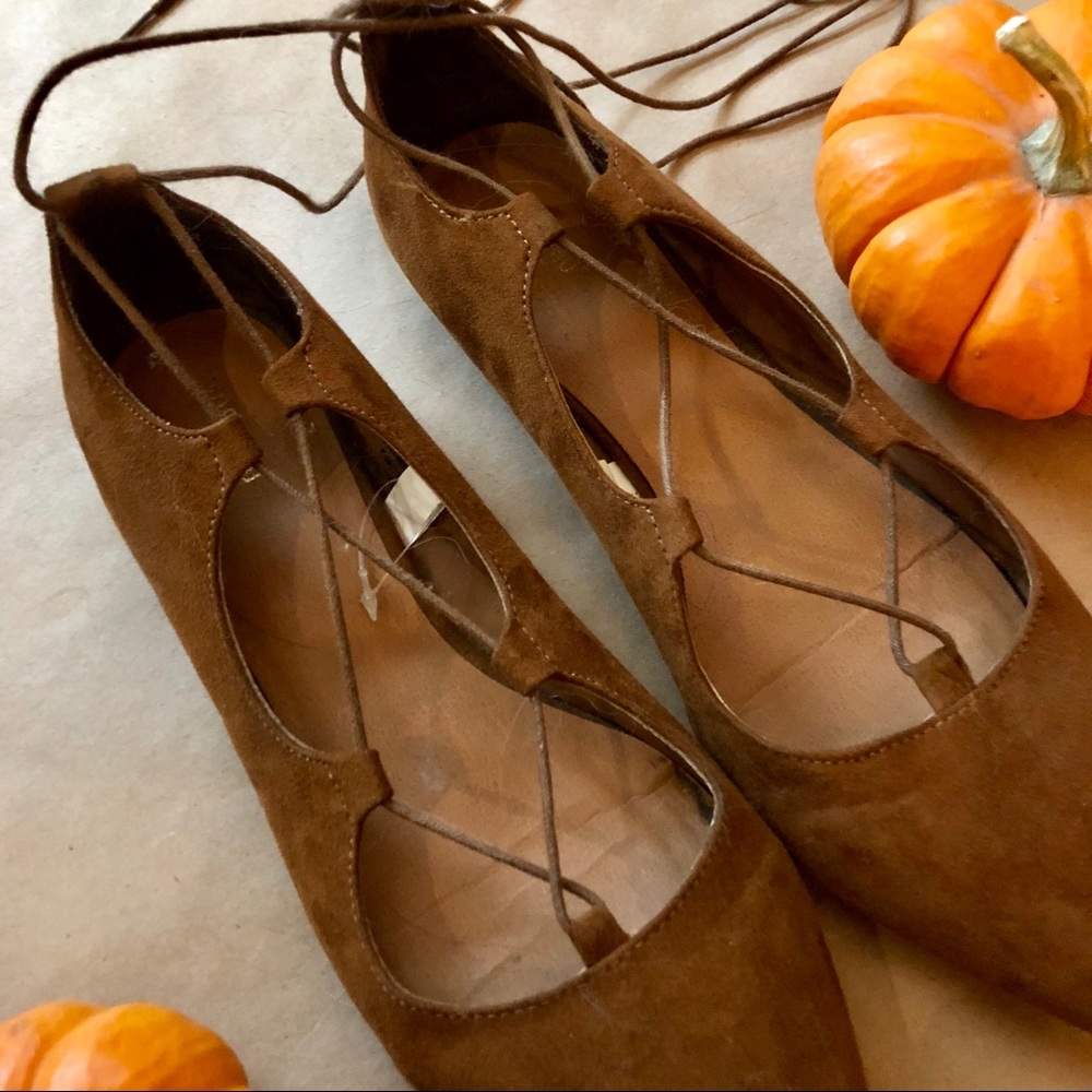 Brown lace up ballet flats size 7.5